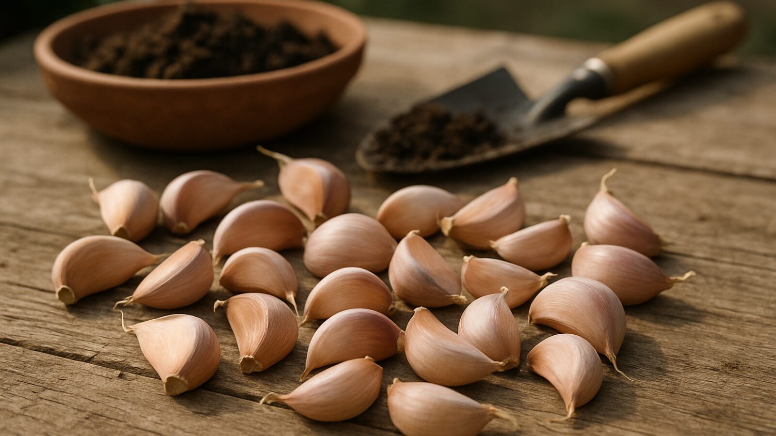 Dientes de ajo listos para plantar
