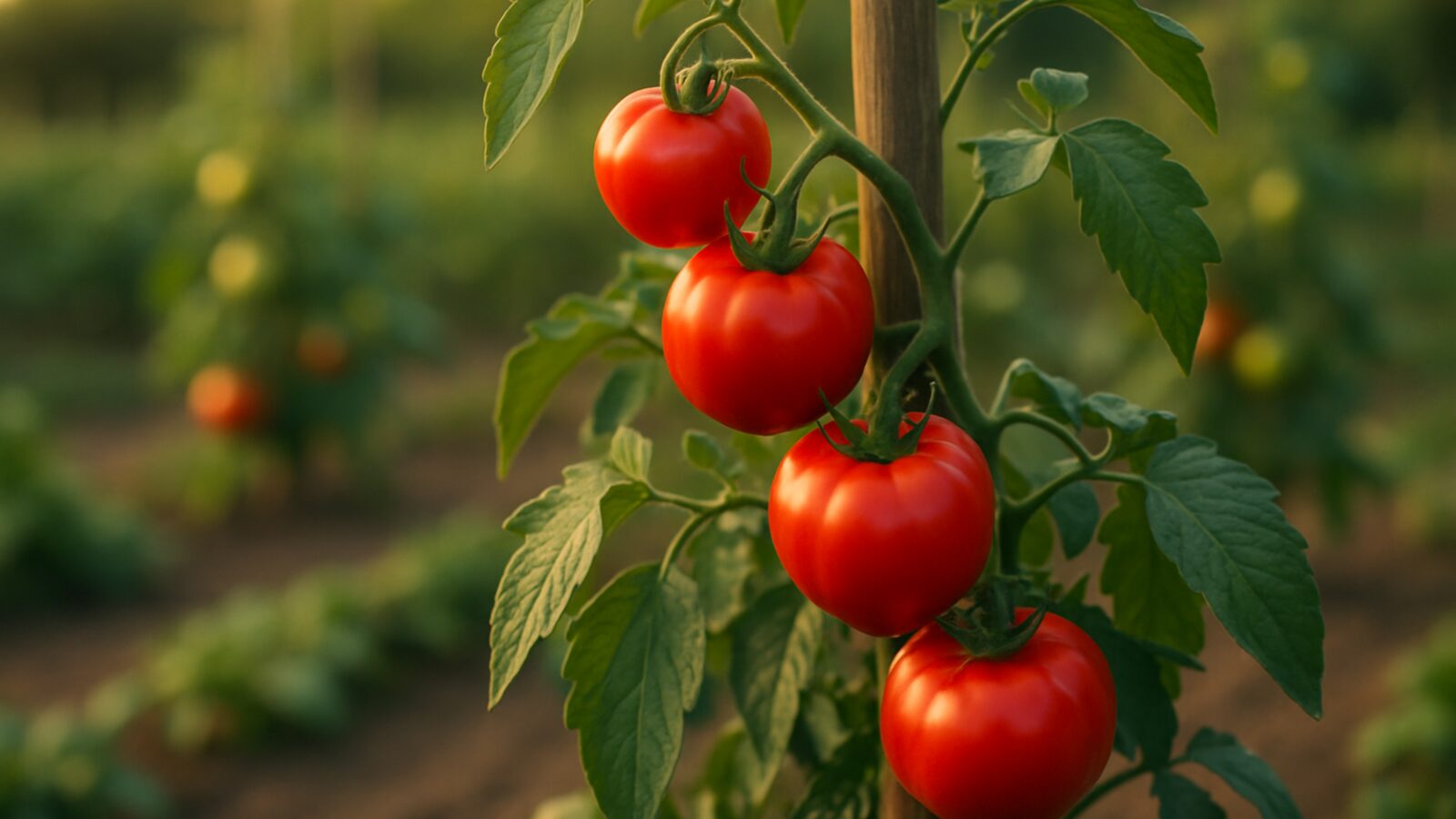 Planta de tomate en huerto